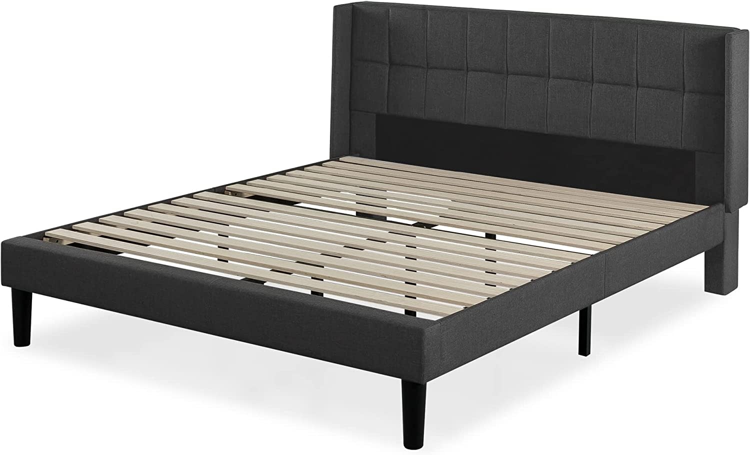 ZINUS Dori Upholstered Platform Bed Frame with Wingback Headboard