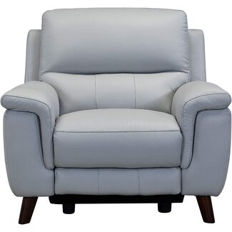 Armen Living Lizette Contemporary Top Grain Leather Power Reclining Living Room Accent Chair, Grey