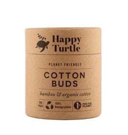 Happy Turtle Organic Cotton & Bamboo Cotton Buds - Round Tub - 200 pack