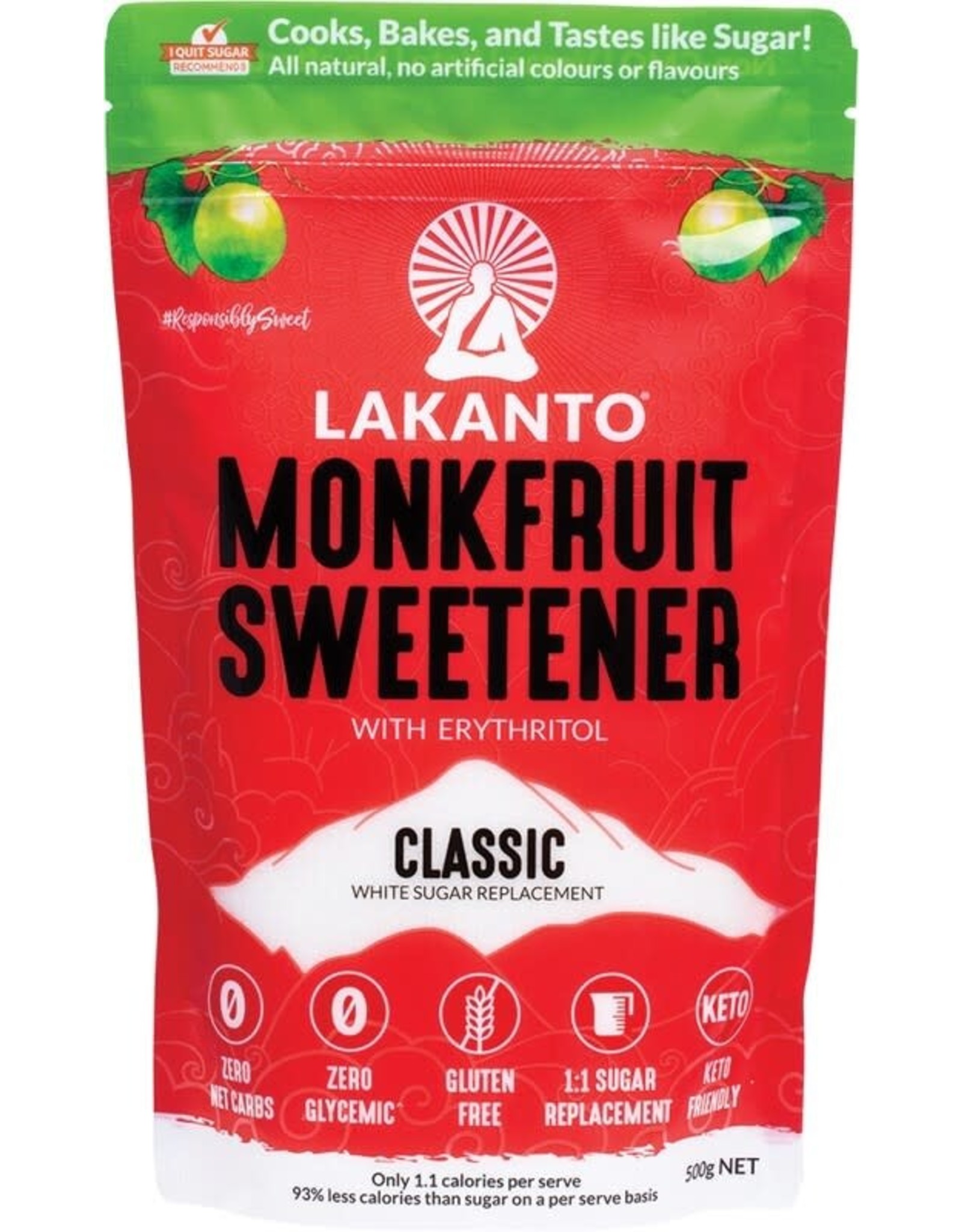 Lakanto Monkfruit Sweetener White Sugar Replacement 500g