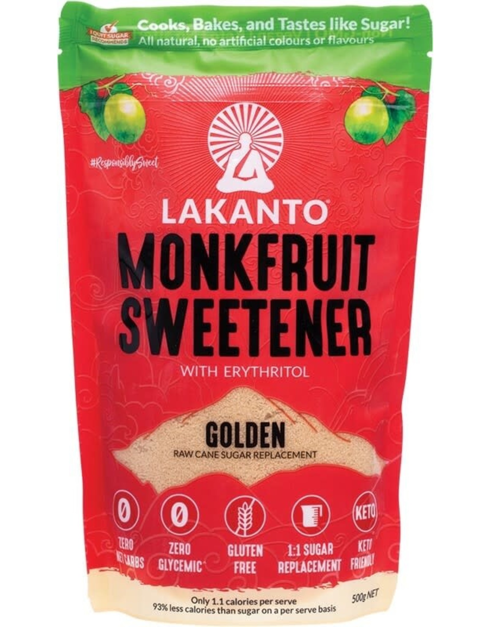 Lakanto Monkfruit Sweetener Raw Sugar Replacement 500g