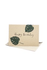 Deer Daisy Monstera Happy Birthday Greeting Card