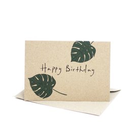 Deer Daisy Monstera Happy Birthday Greeting Card