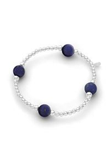 Stones & Silver Elastic Ball Bracelet with Lapis Lazuli