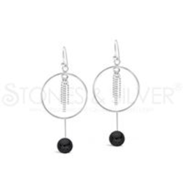 Stones & Silver Onyx Hoop Earrings