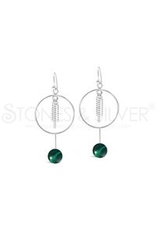 Stones & Silver Malachite Hoop Earrings