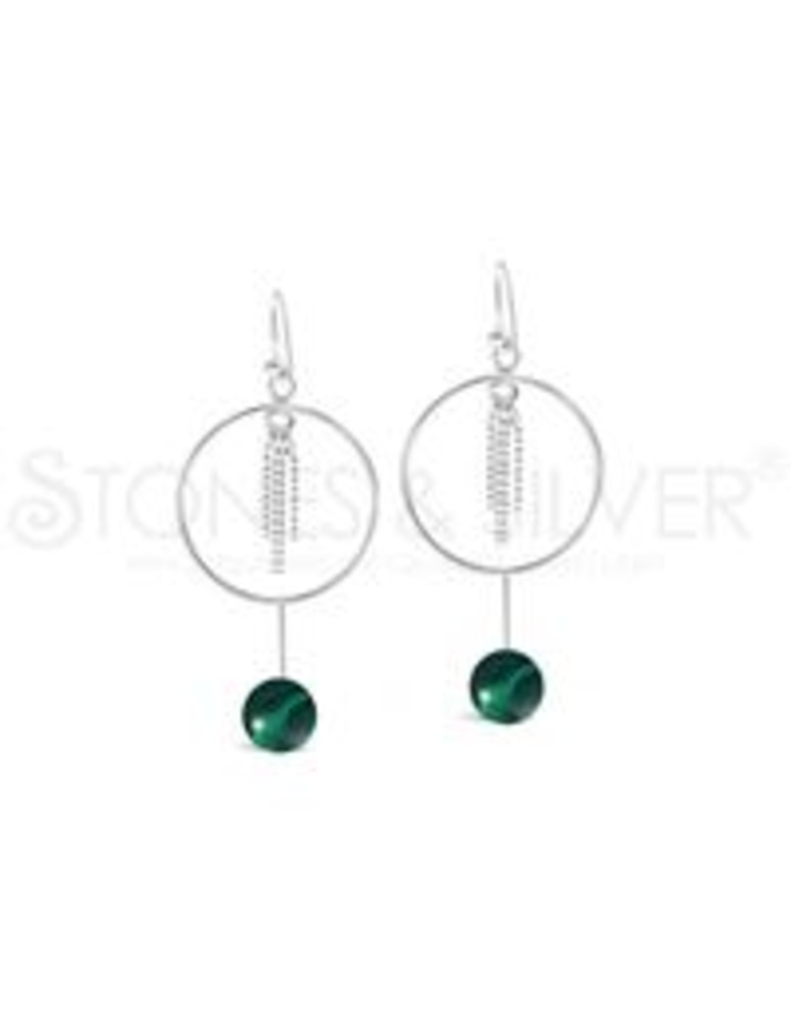 Stones & Silver Malachite Hoop Earrings