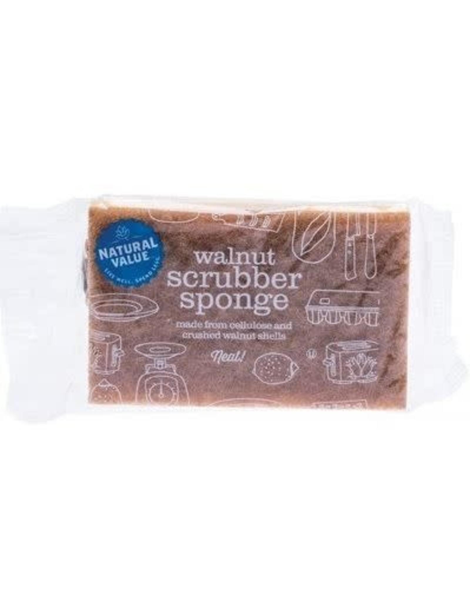 Natural Value Walnut Scrubber Sponge