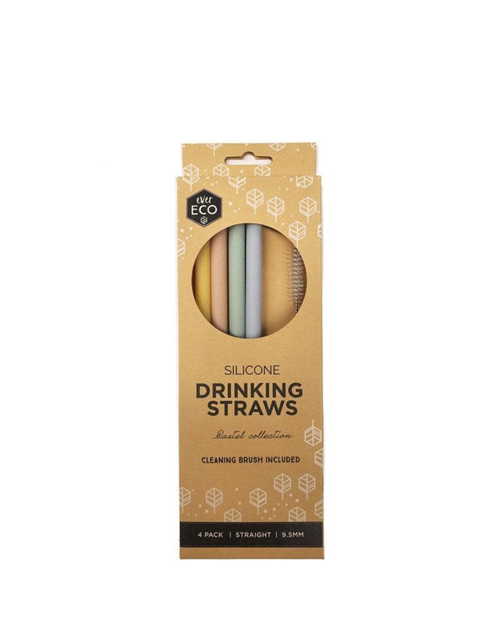 Ever Eco Silicone Drinking Straws Straight 4 pack