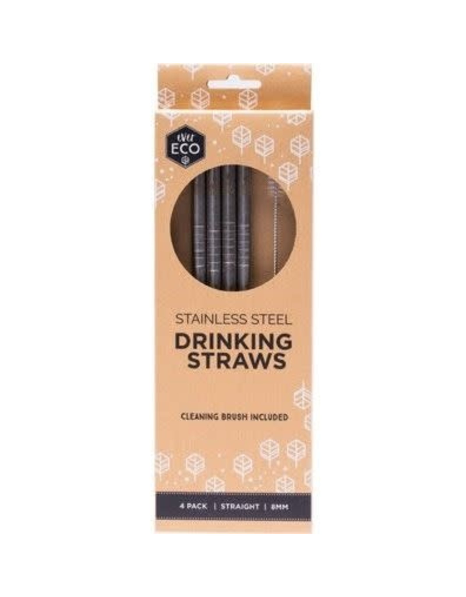 Ever Eco Stainless Steel Drinking Straws Straight 4 Pack