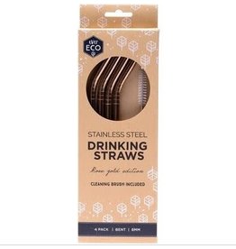 Ever Eco Stainless Steel Drinking Straws Rose Gold Bent 4 Pack