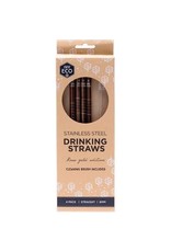 Ever Eco Stainless Steel Drinking Straws Rose Gold Straight 4 Pack