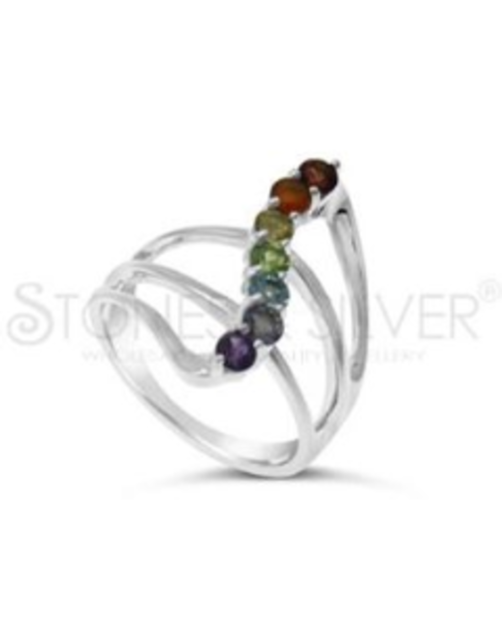 Stones & Silver Chakra Ring