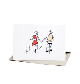 Deer Daisy Riding Bicycles Greeting Card