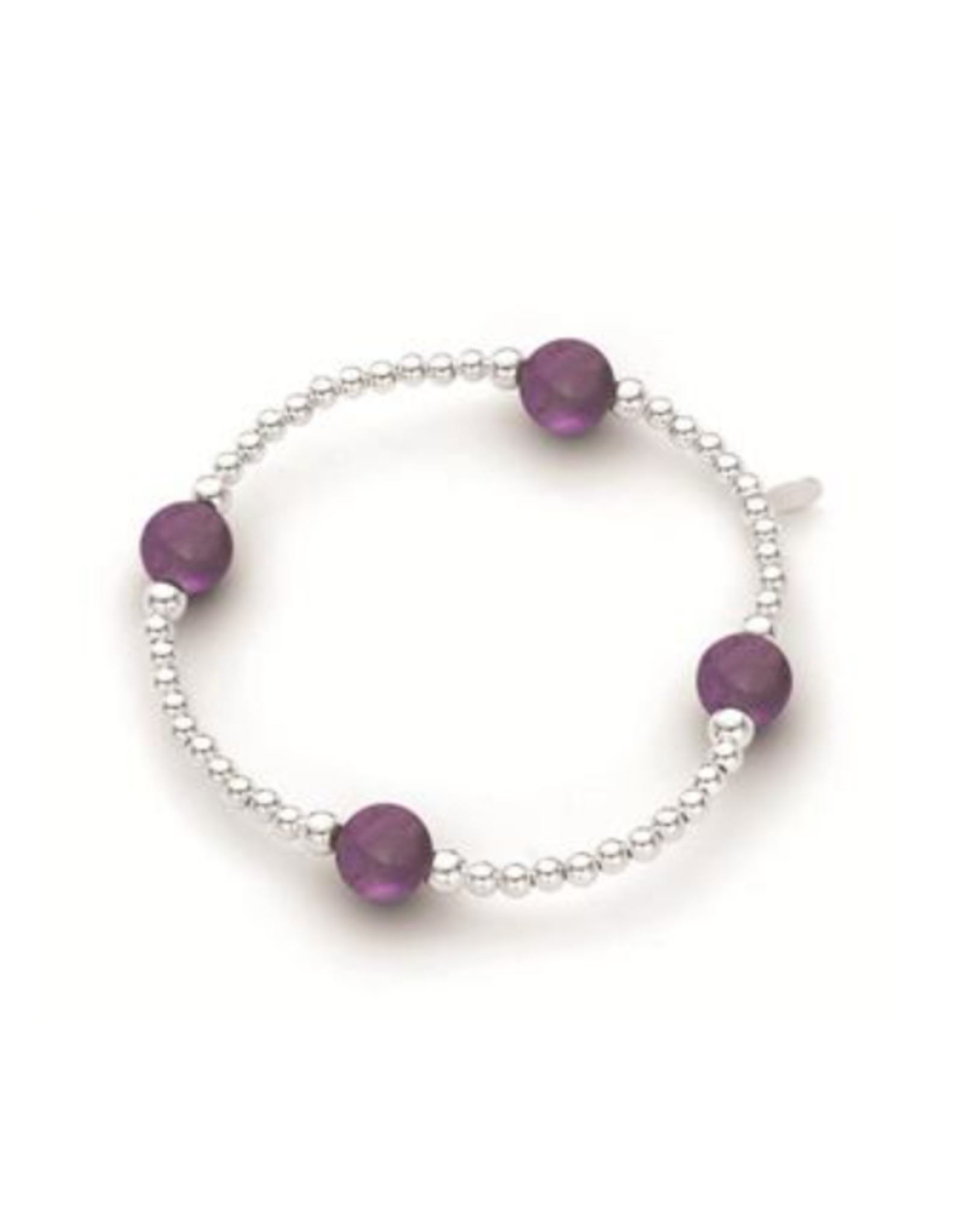 Stones & Silver Elastic Ball Bracelet with Amethyst