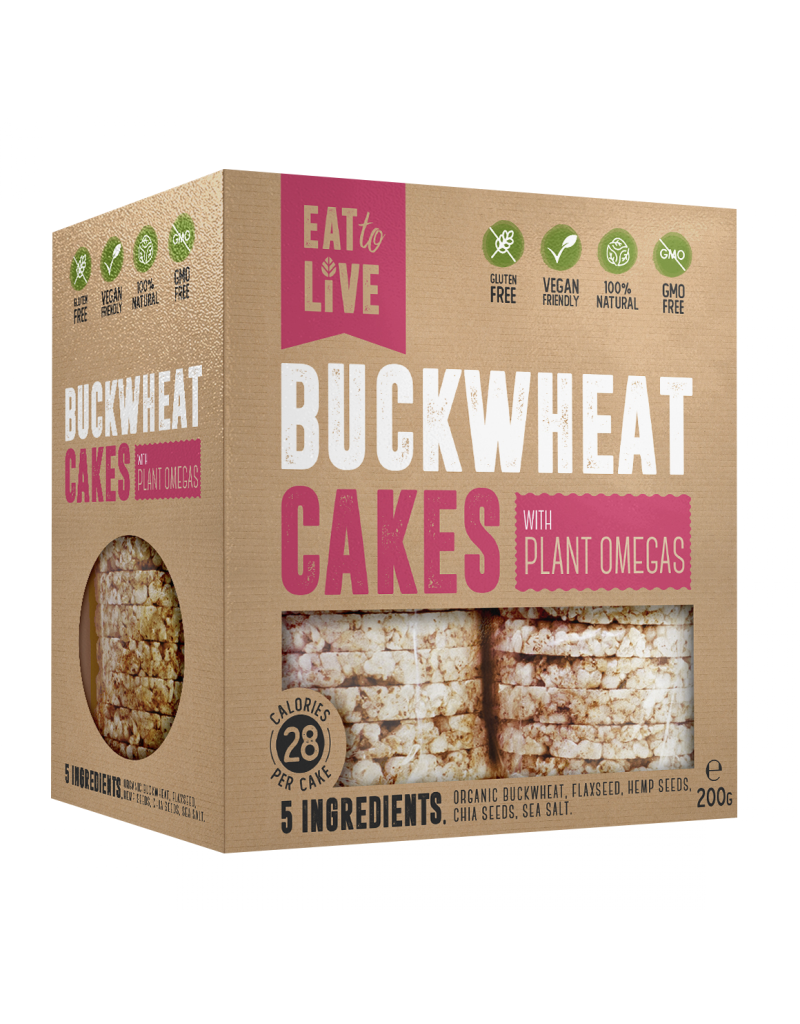 Eat to Live Buckwheat Cakes with Plant Omegas 200g