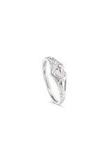 Stones & Silver Single Heart Signet with Pink Cubic Zirconia