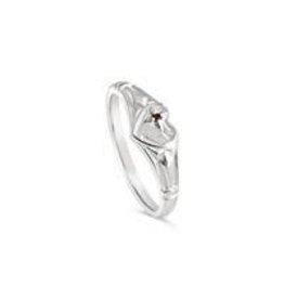 Stones & Silver Single Heart Signet with Ruby