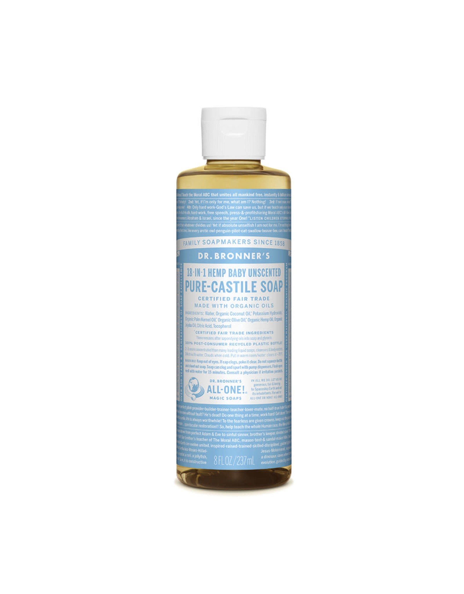 Dr Bronner's Pure Castile Soap Liquid (Hemp 18-in-1) Baby Unscented 237ml