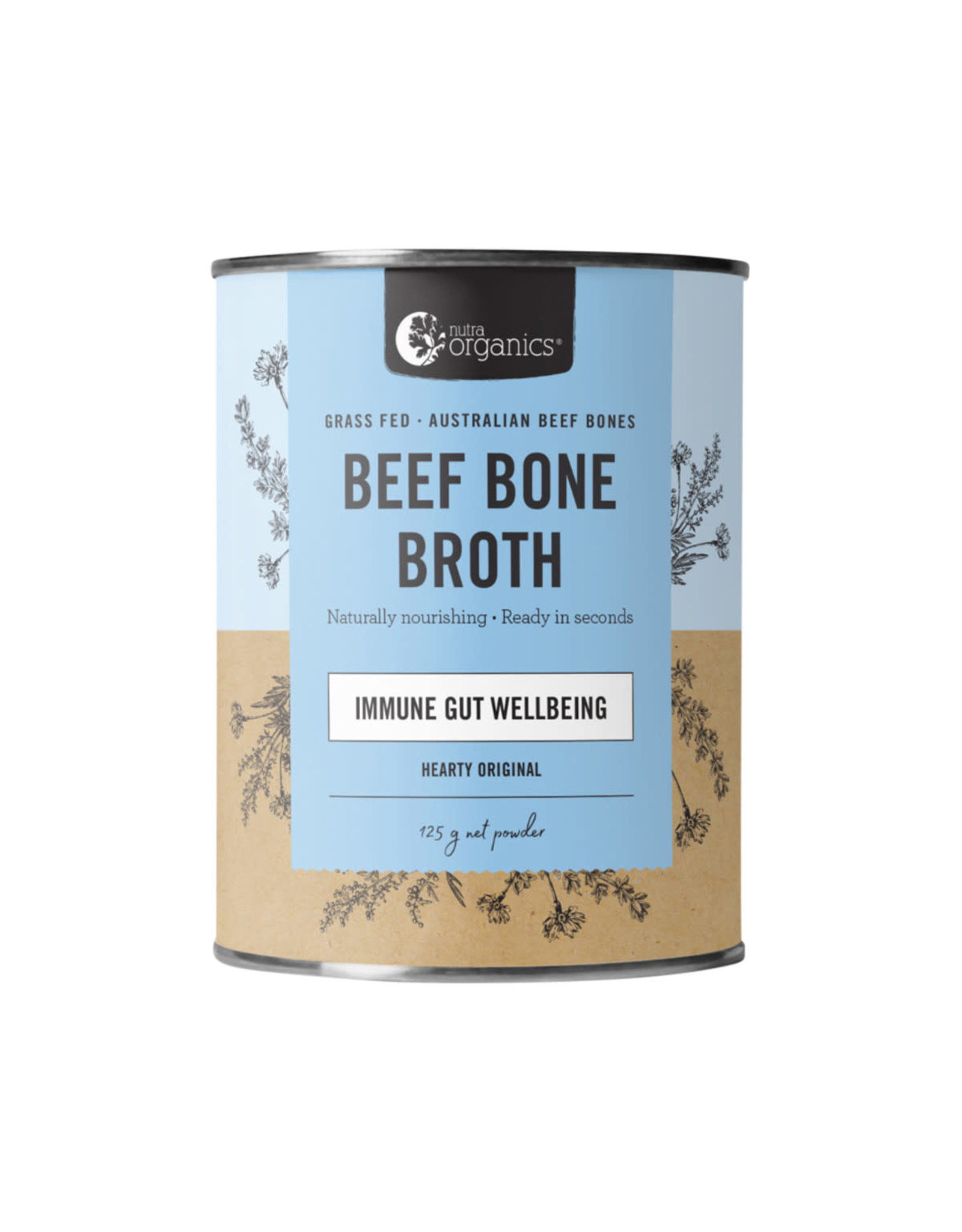 NutraOrganics Beef Bone Broth Powder Hearty Original 125g