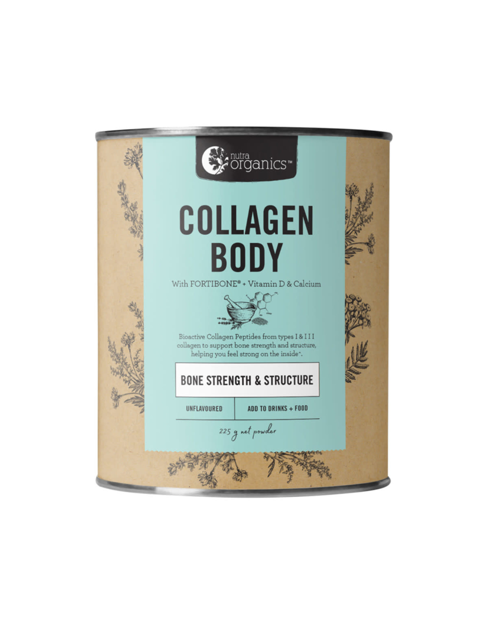 NutraOrganics Collagen Body with Fortibone (Bone Strength & Structure) Unflavoured 225g Powder