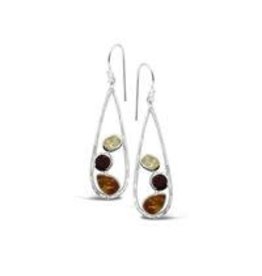 Stones & Silver Amber Garnet Citrine Earrings