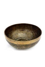 Tibetan Singing Bowl Etched Bronze XL