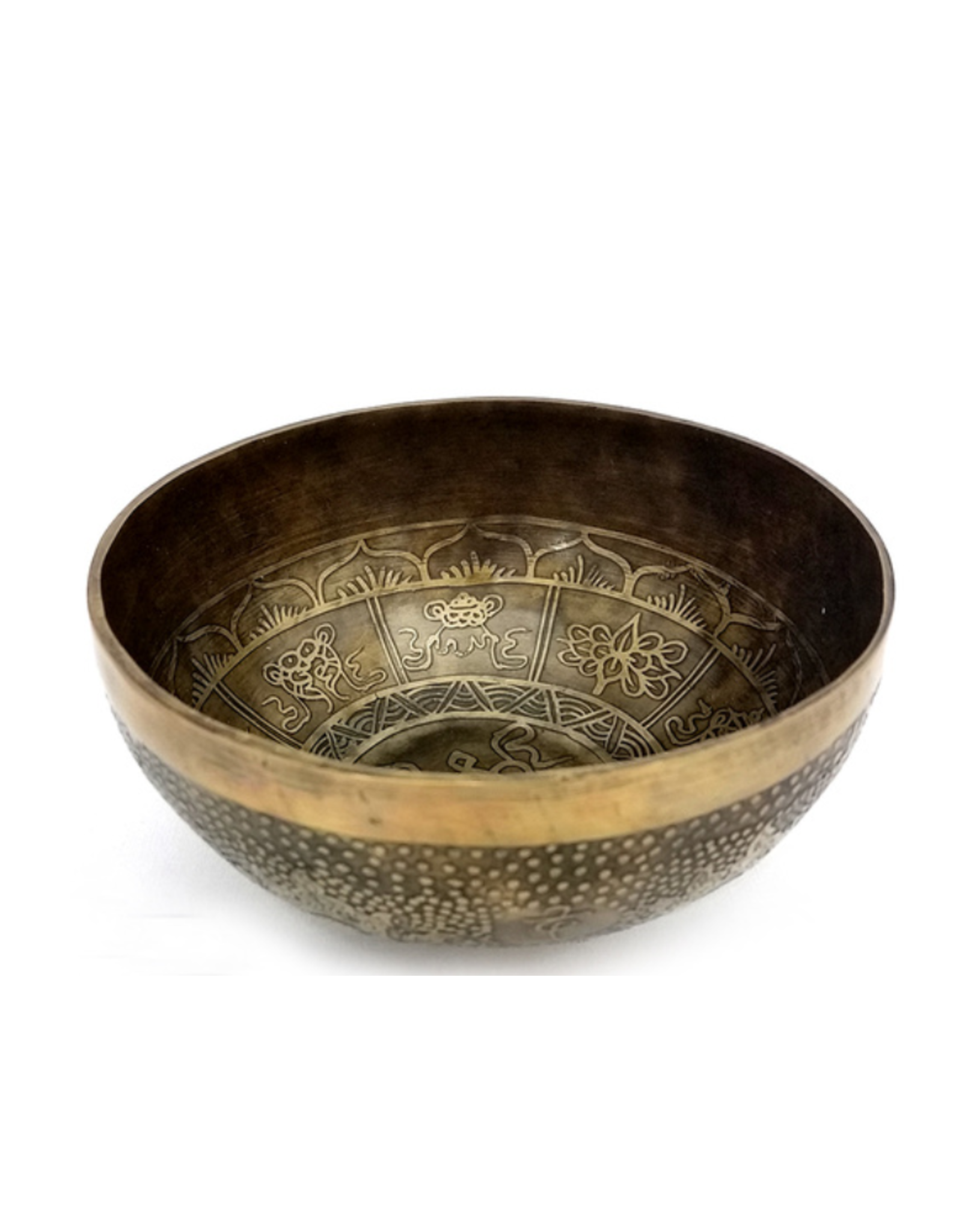Tibetan Singing Bowl Etched Bronze XL