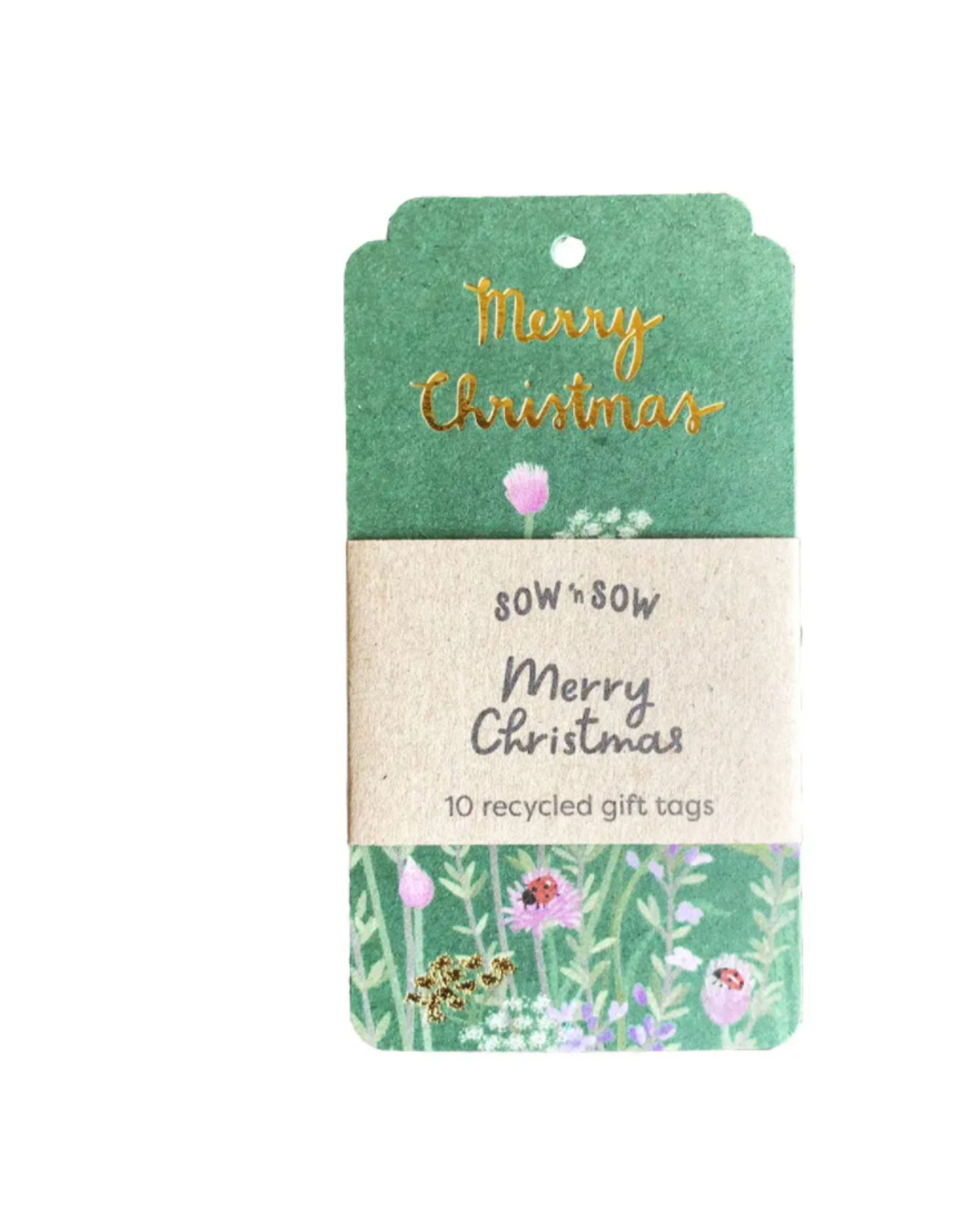Sow 'N Sow Recycled Gift Tags 10 Pack Merry Christmas