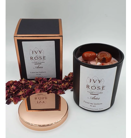 Ivy Rose Zodiac Crystal Infused Candle - Black with Rose Gold