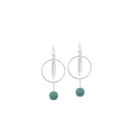 Stones & Silver Turquoise Hoop Earrings