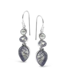Stones & Silver Tourmalated and Clear Quartz Earrings