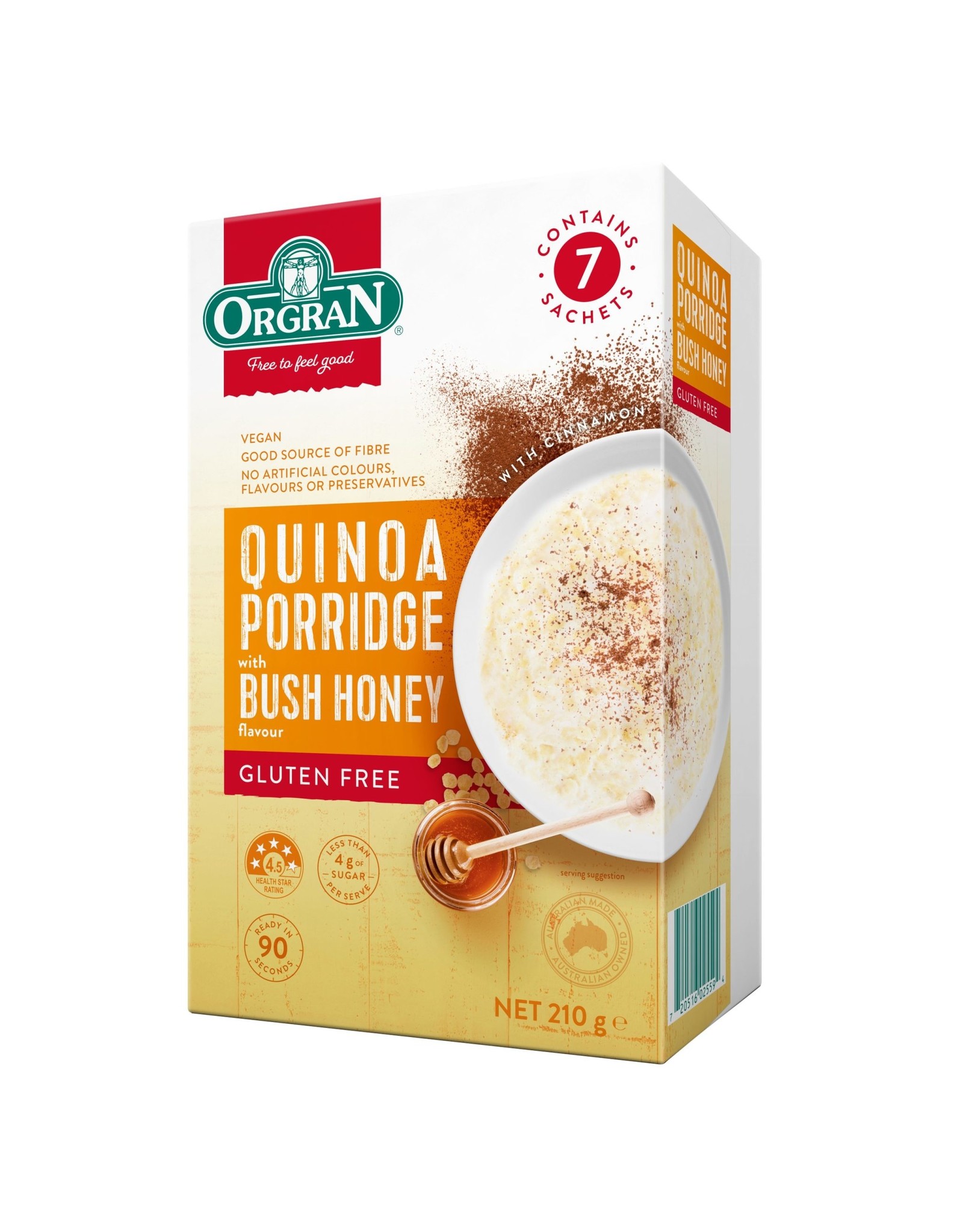 Orgran Quinoa Porridge with Bush Honey Gluten Free 7 x 30g