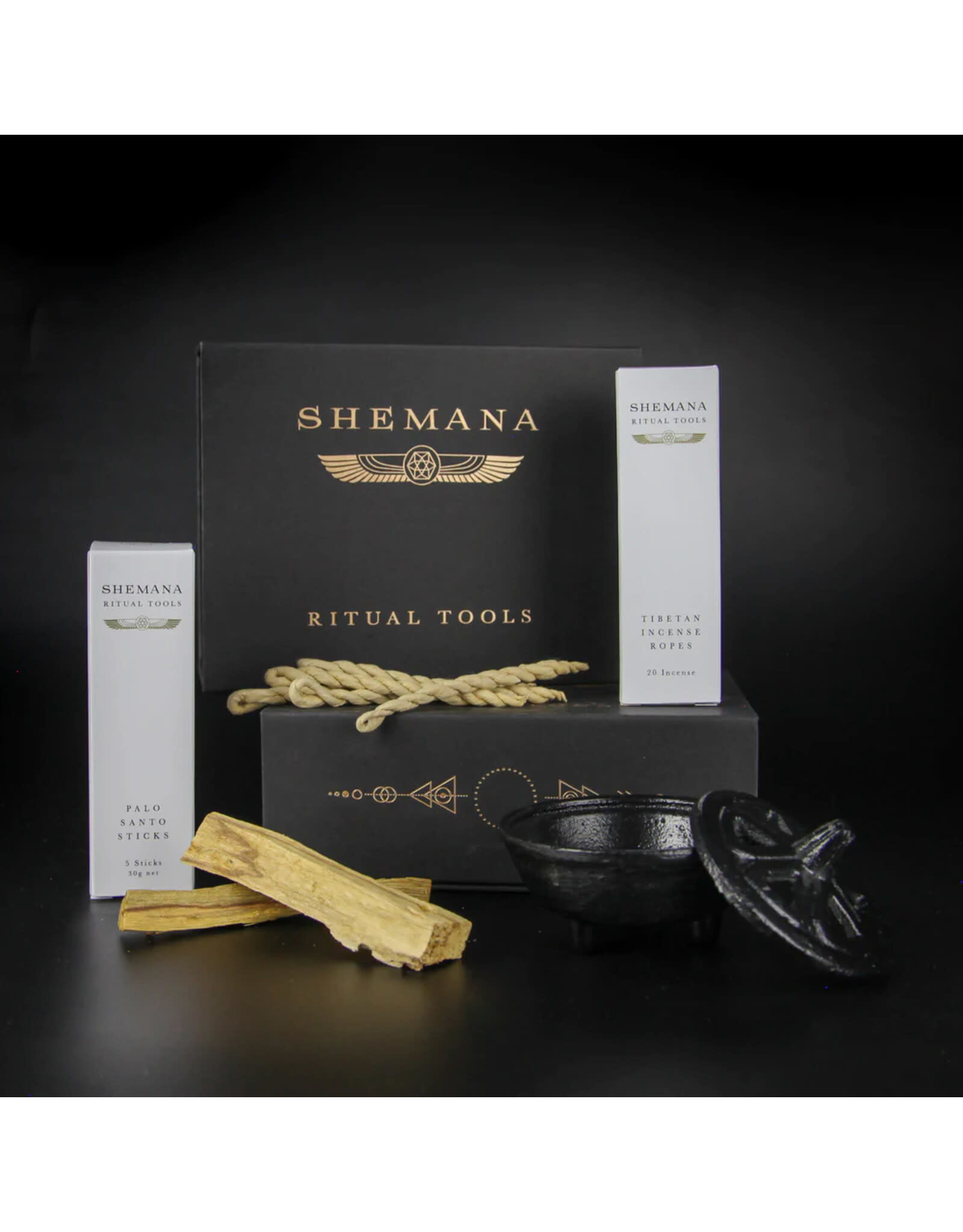Shemana Ancient Incense Ritual Kit - Palo Santo, Tibetan Incense, Iron Cauldron