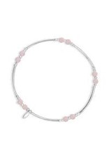 Stones & Silver Elastic Ball Bracelet with Rose Quartz