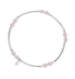 Stones & Silver Elastic Ball Bracelet with Rose Quartz