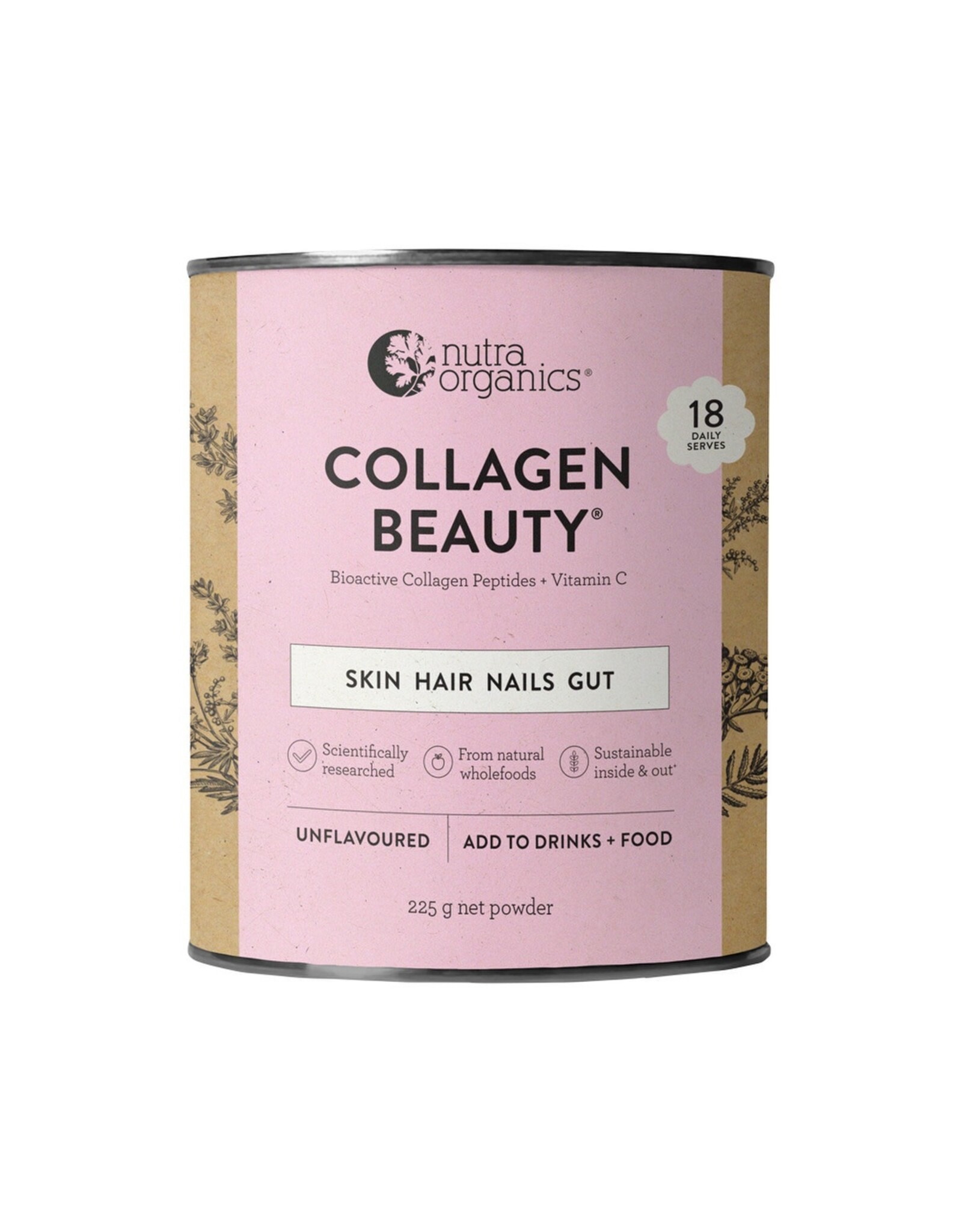 NutraOrganics Collagen Beauty Bioactive Collagen Peptides + Vitamin C Unflavoured