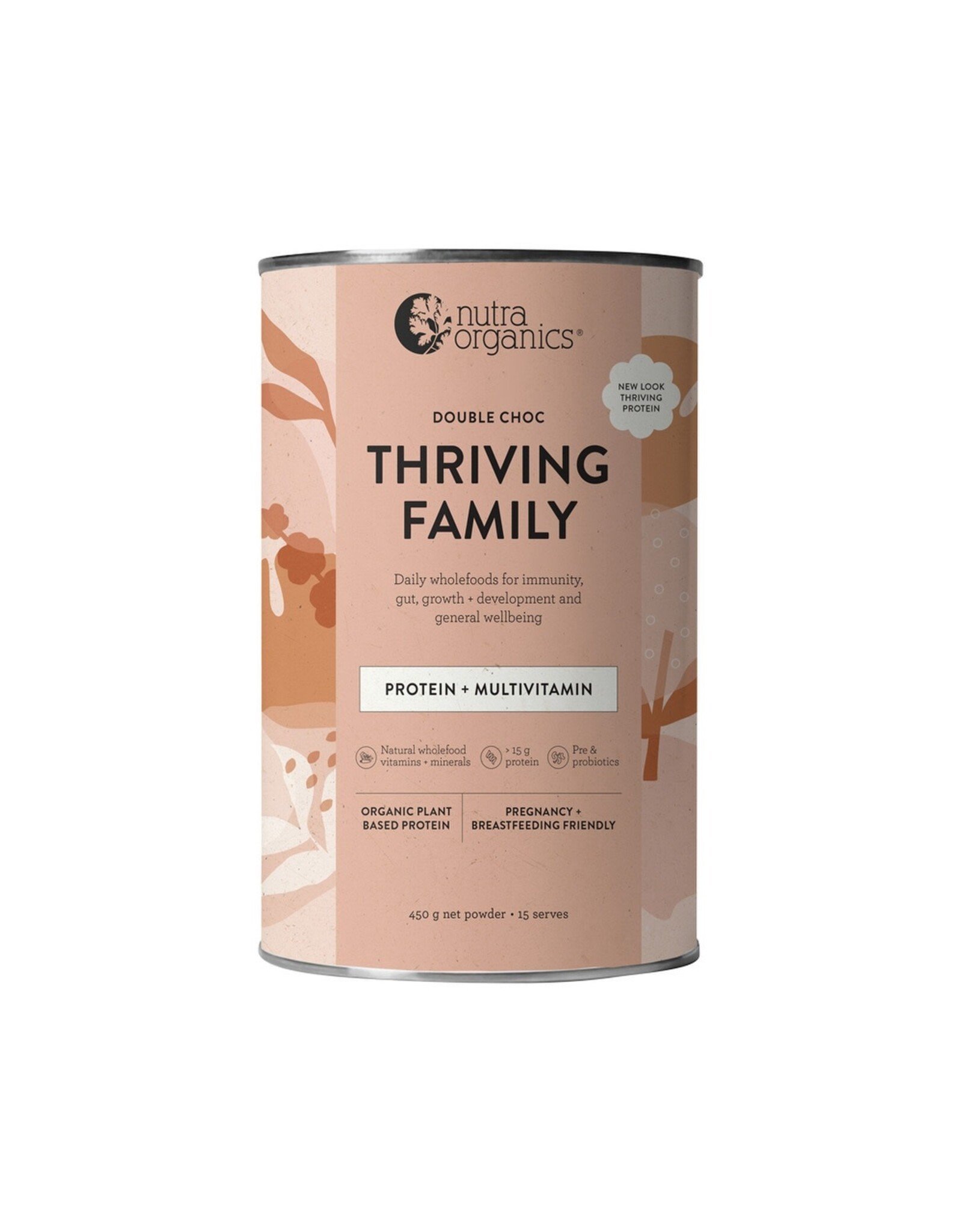 NutraOrganics Thriving Family Protein Double Choc 450g
