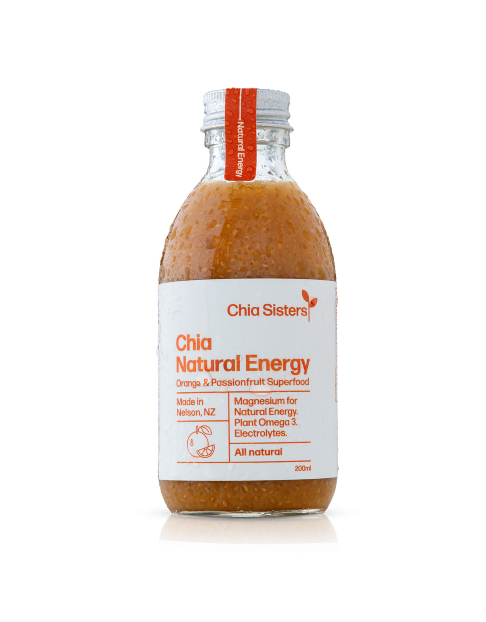 Chia Sisters Chia Natural Energy Orange & Passionfruit Superfood 200ml