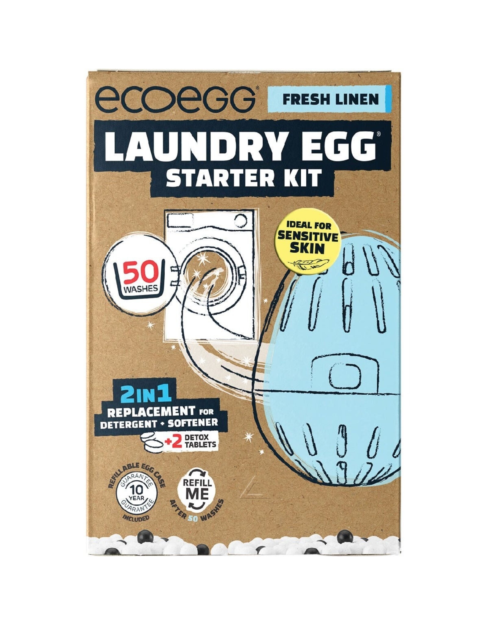 Ecoegg Laundry Egg Starter Kit 50 Washes Fresh Linen