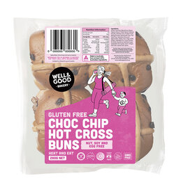 Well & Good Gluten Free Hot Cross Buns - Choc Chip 280g