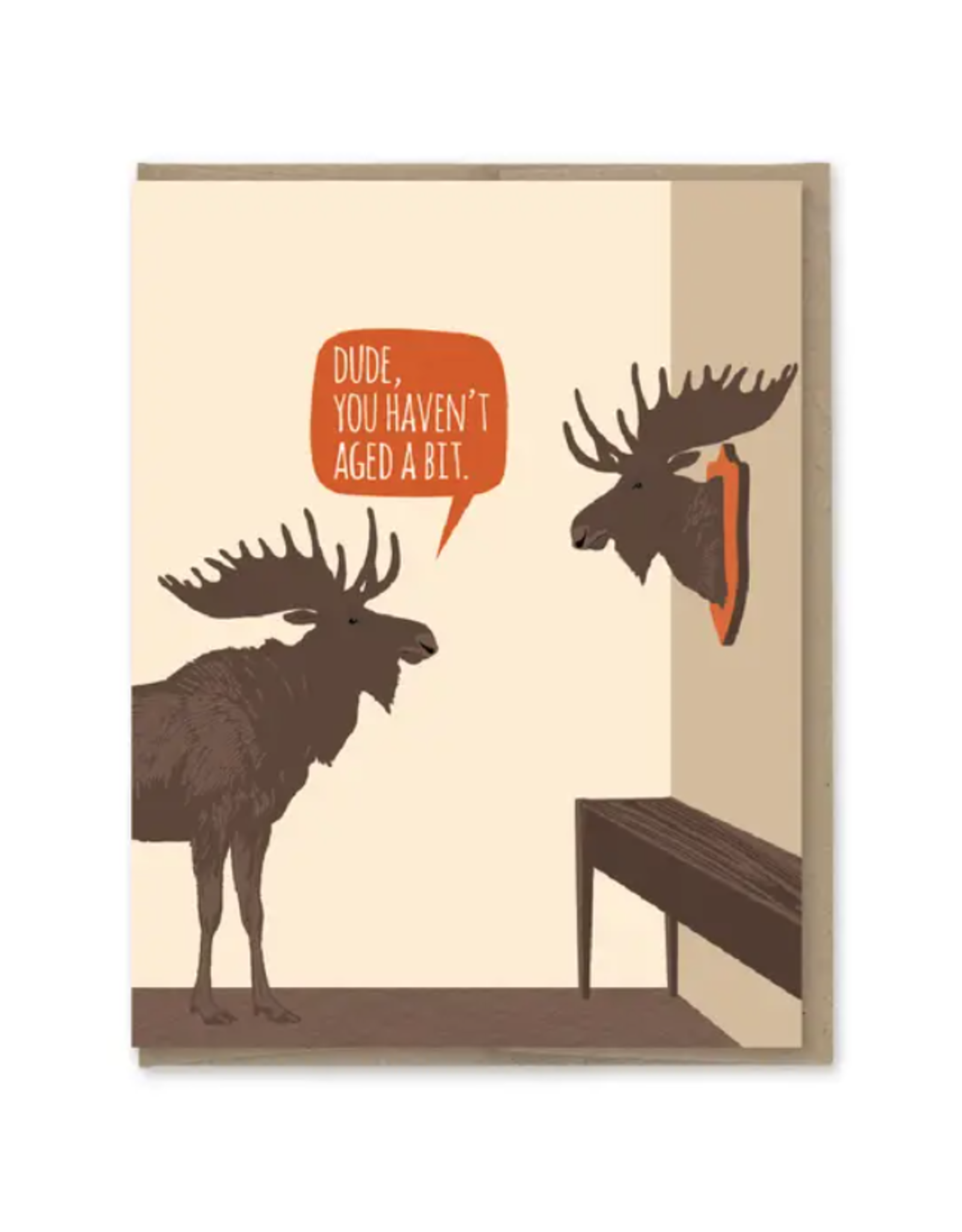 Modern Printed Matter Aged Moose Trophy Birthday Card