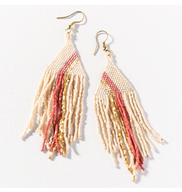 Ink + Alloy Ivory With Terra Cotta And Gold Luxe Stripe Fringe Earrings