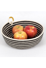 Woven Grey Happy Striped Table Basket