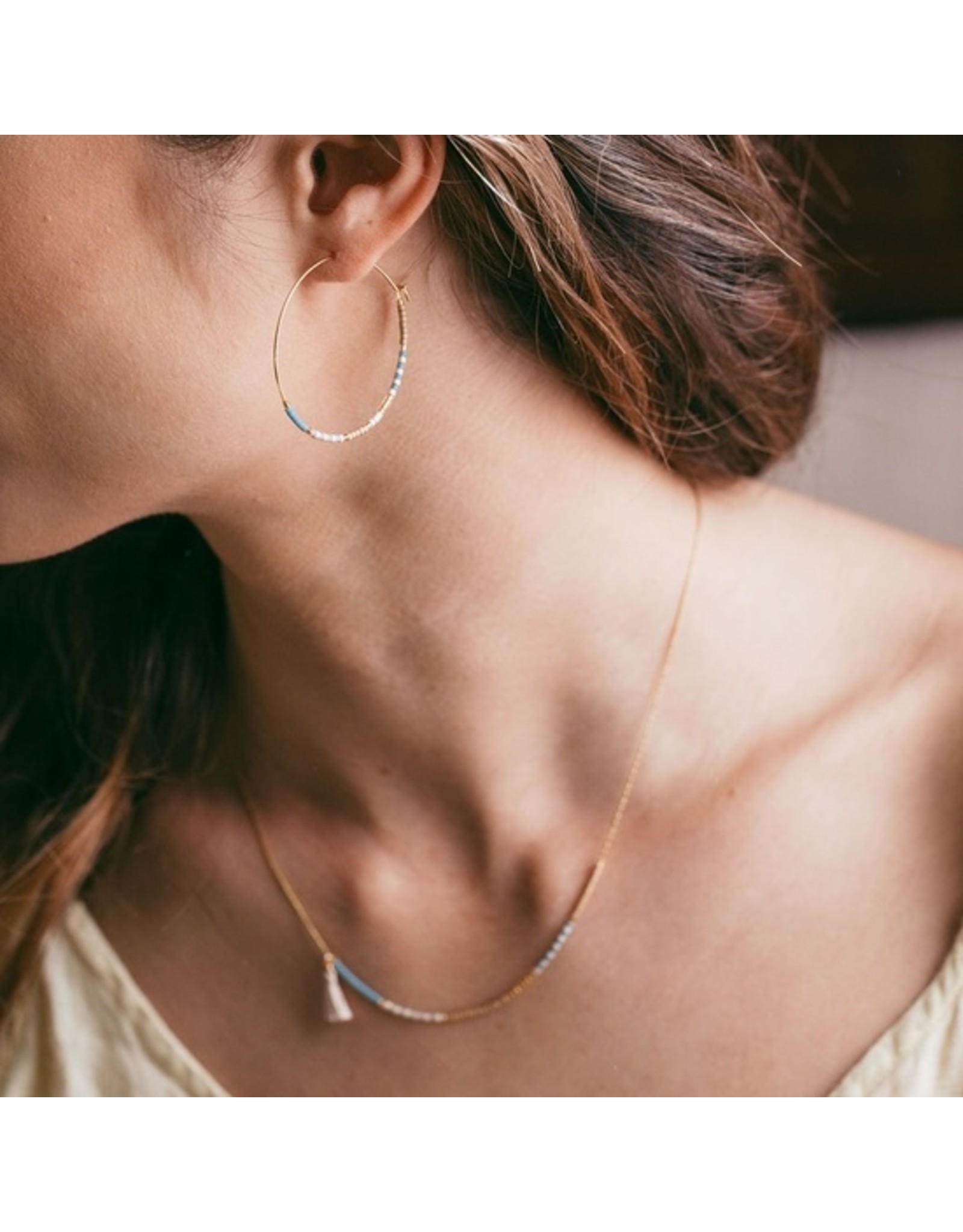 Japanese Seed Bead Hoops - Sky