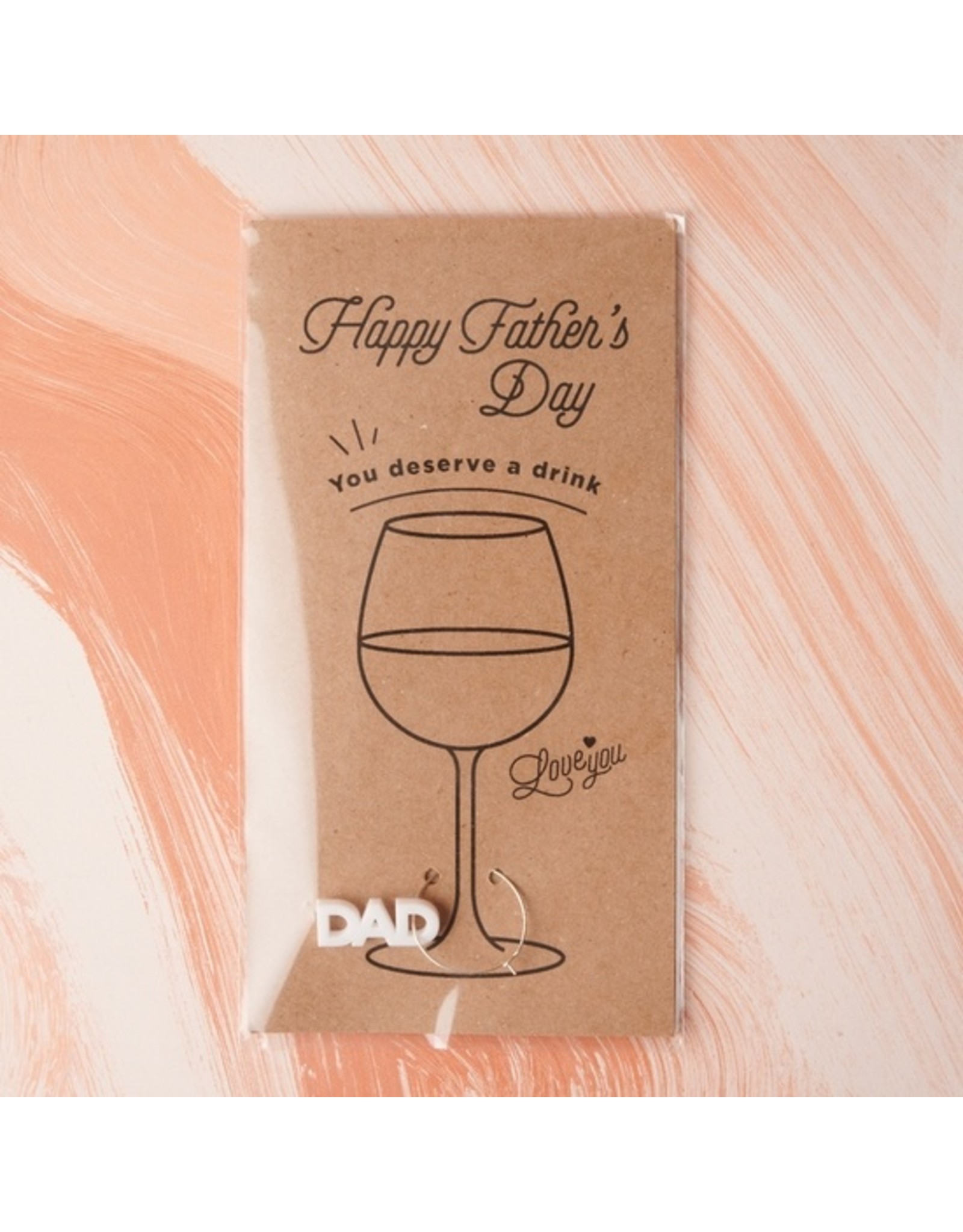 Em And Me Studio Father's Day Wine Charm Card - Marble White