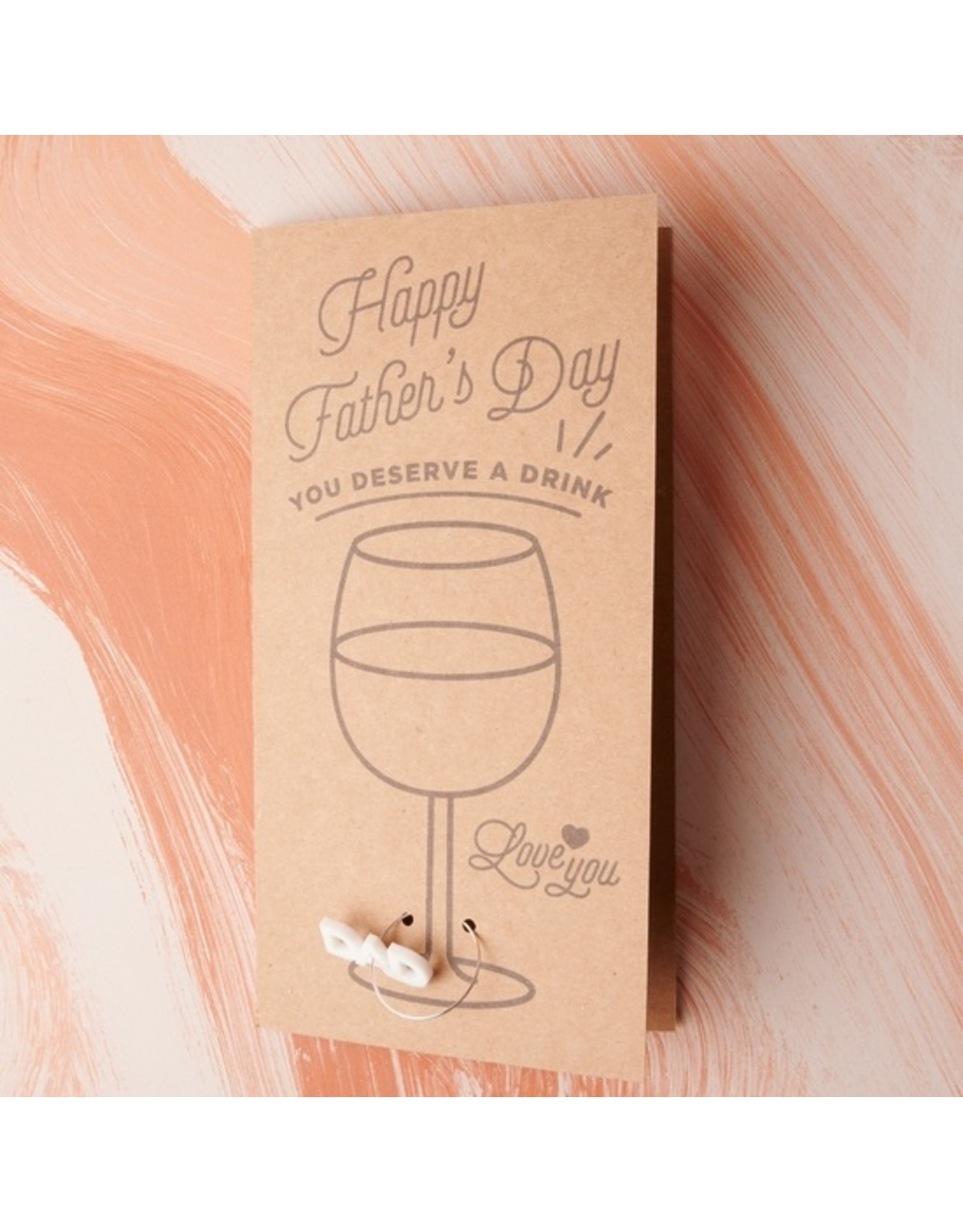 Em And Me Studio Father's Day Wine Charm Card - Marble White