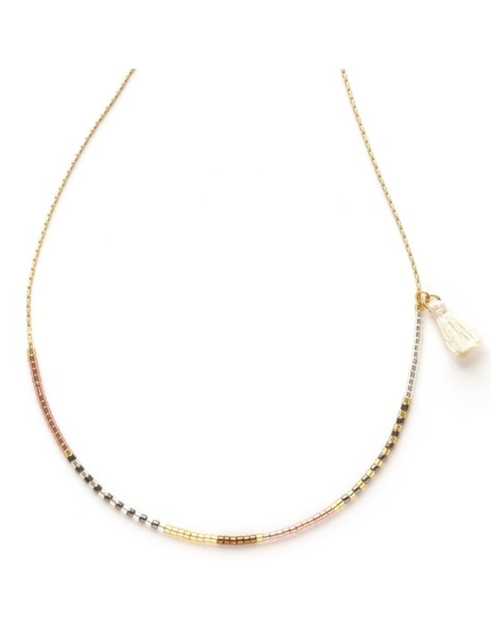 Japanese Seed Bead Necklace - Champagne