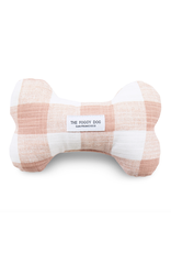 Blush Pink Gingham Dog Bone Squeaky Toy