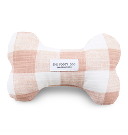 Blush Pink Gingham Dog Bone Squeaky Toy